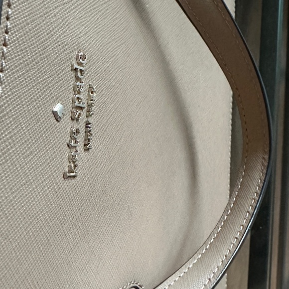 kate spade taupe satchel with crossbody loops - Picture 6 of 10